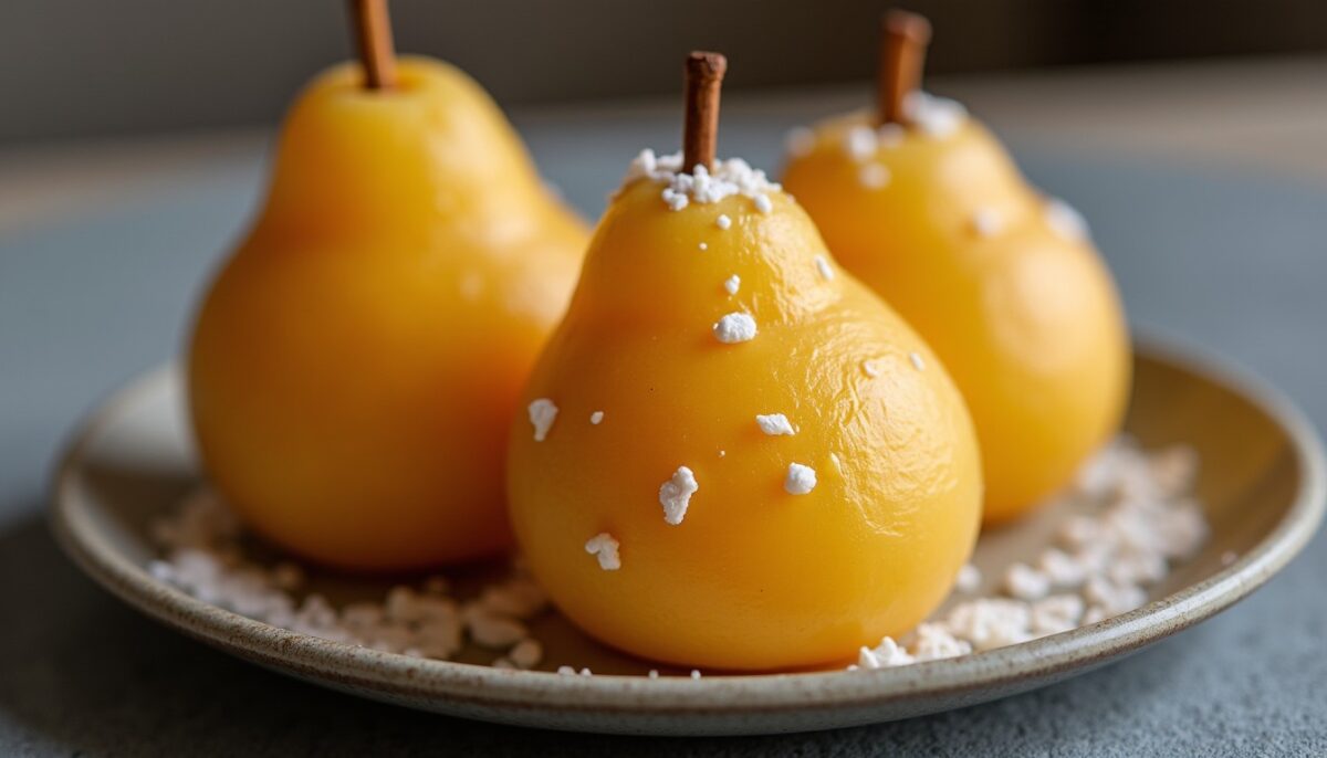 Poires Pochées à la Vanille : L’Alliance Parfaite du Raffinement et de la Douceur pour un Dessert Inoubliable