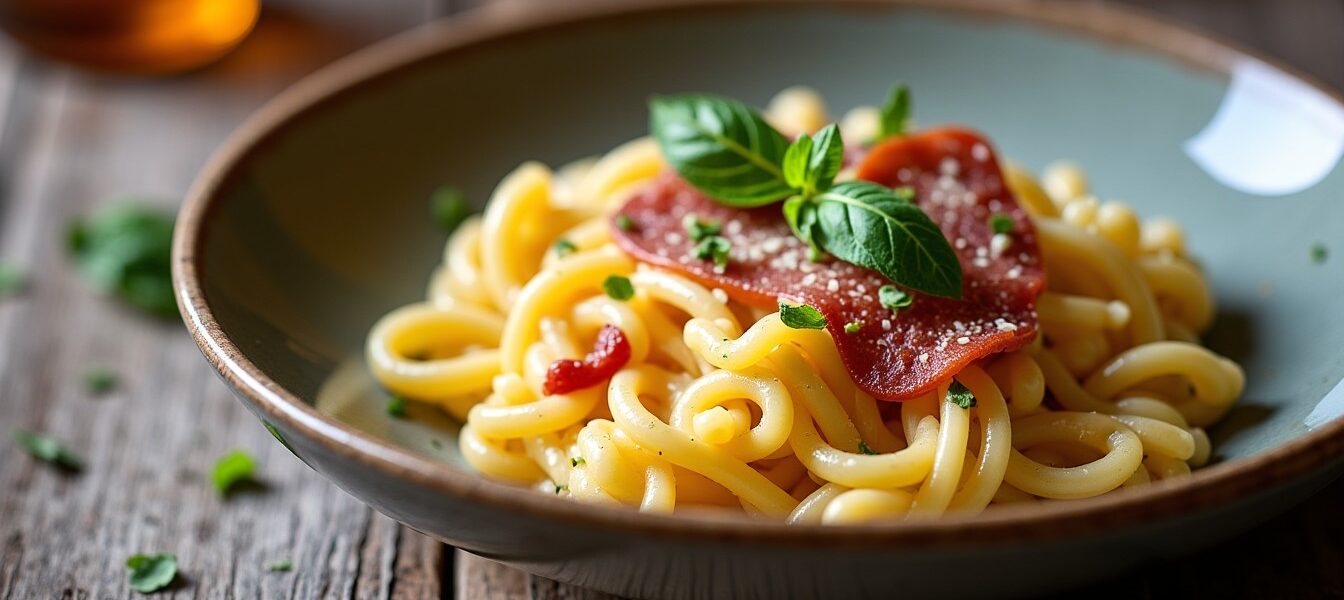 La véritable Carbonara italienne : œuf frais, pecorino affiné et guanciale croustillant