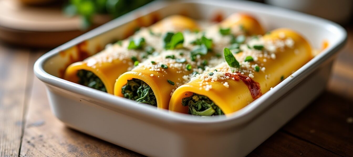 Délice végétarien : cannellonis aux épinards et sauce béchamel onctueuse