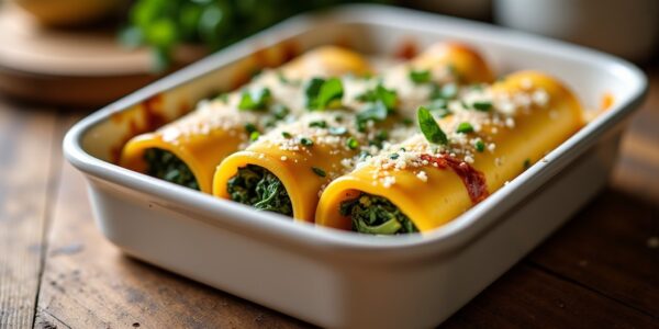 Délice végétarien : cannellonis aux épinards et sauce béchamel onctueuse